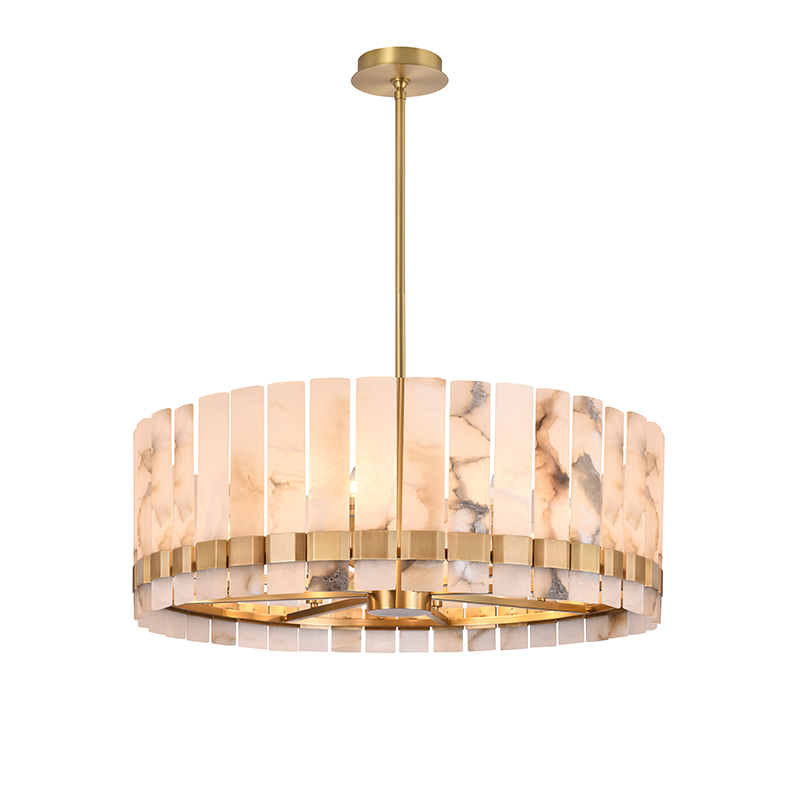 alabaster chandelier and pendant light  square shape brass finish marble light